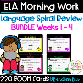 Preview of ELA Morning Work Boom Cards | Weeks 1 - 4