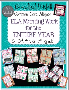 Preview of ELA Morning Work/Bell Work: BUNDLE PACK! 40 WEEKS-ENTIRE YEAR! Monthly Themed!