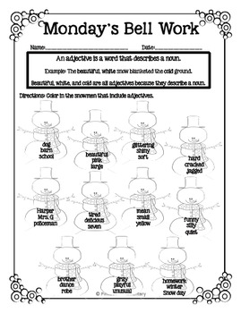 4th grade ela morning workbell work whole month december themed