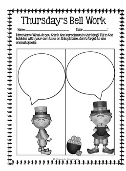 4th Grade ELA Morning Work/Bell Work: WHOLE month! MARCH Themed Worksheets!