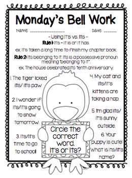 4th Grade ELA Morning Work/Bell Work: WHOLE month! January Themed