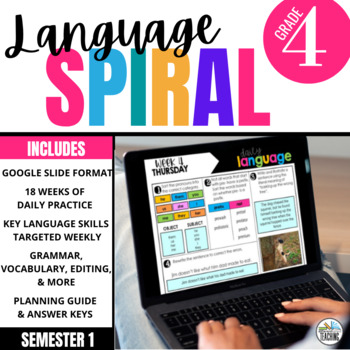 Preview of 4th Grade ELA  Spiral Review | 1st Semester Daily Language Warm ups DIGITAL