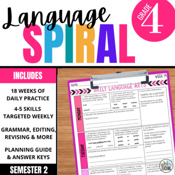 Preview of 4th Grade ELA Spiral Review: Daily Language & Grammar Practice 2 | PRINT