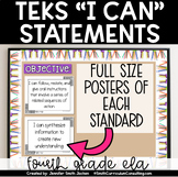 4th Grade ELA TEKS I Can Statements Full Size Objective Po
