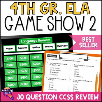 Preview of 4th Grade ELA Test Prep Game Show & Practice Review Test 2 Grammar Reading+