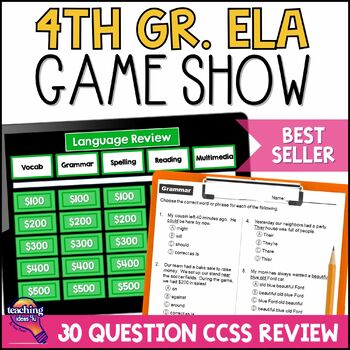 Preview of 4th Grade ELA Test Prep Game Show & Practice Review Test: Grammar Reading+