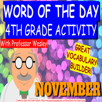 Preview of 4th Grade ELA Vocabulary Activity Word Of The Day Bell Ringer 10 Month Bundle