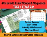 4th Grade ELAR Scope & Sequence -Stations, Mini-Lessons, E