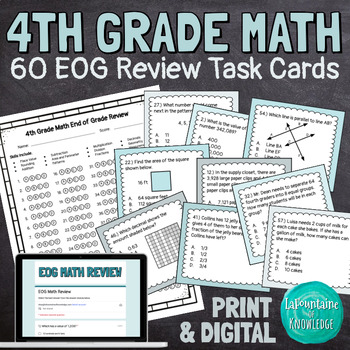 Preview of 4th Grade EOG Math Review Task Cards End of Grade Common Core Prep