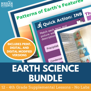 Preview of 4th Grade Earth & Space Supplemental Lesson Bundle - No Labs - Print, Digital