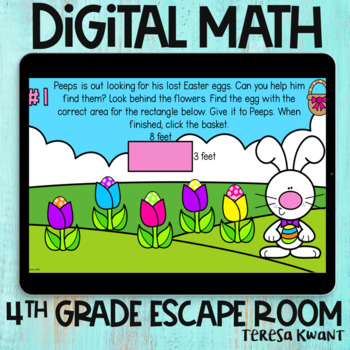 Preview of 4th Grade Easter & Spring Digital Math Area and Perimeter Escape Room Breakout