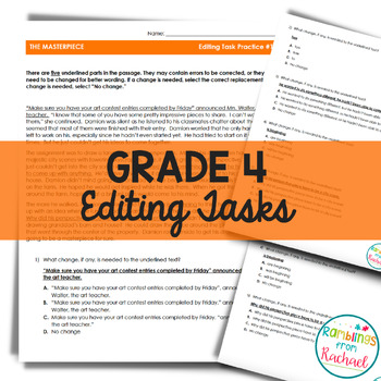 Preview of 4th Grade Editing Tasks Language & Conventions TN Ready TCAP Standardized Tests