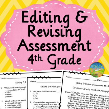 Preview of 4th Grade Editing and Revising Assessment