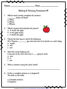 4th Grade Editing and Revising Assessment by Pathway 2 Success | TpT
