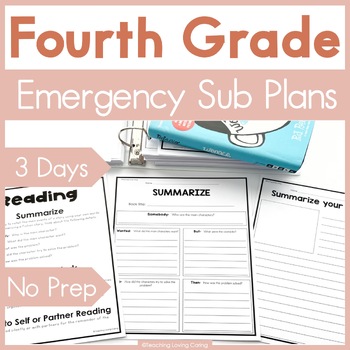 Preview of Fourth Grade Emergency Sub Plans for Sub Binder or Sub Tub