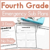 Fourth Grade Emergency Sub Plans for Sub Binder or Sub Tub