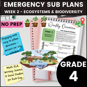 Preview of 4th Grade Emergency Sub Plans Week 2 - Ecosystems & Biodiversity Unit
