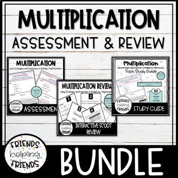 Preview of 4th Grade EnVision Math Topic 3 Multiplication Assessment and Review Bundle