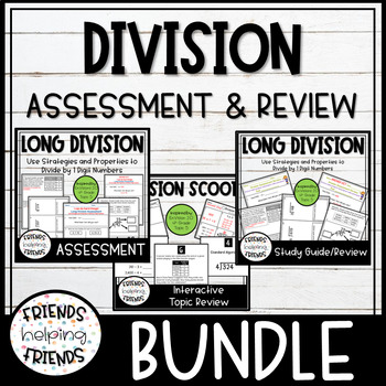 Preview of 4th Grade EnVision Math Topic 5 Division Assessment and Review BUNDLE