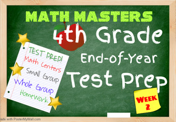 Preview of 4th Grade Math End of Year Common Core Test Prep, 5 Days of Test Prep (Packet 2)