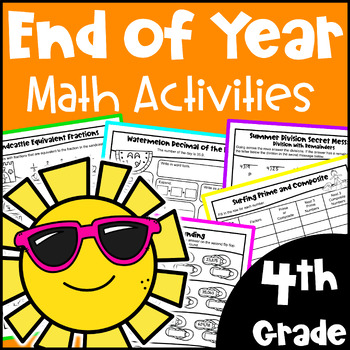 Preview of 4th Grade End of Year Math Activities Worksheets, Summer Packet, Math Review