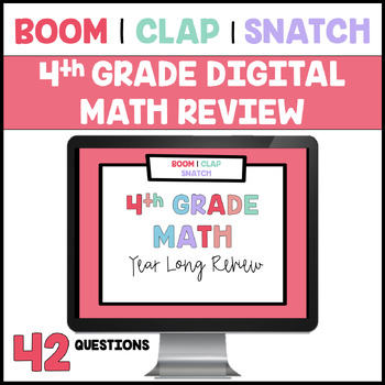 Preview of 4th Grade End of Year Math Test Prep | Year Long Review Game | Boom Clap Snatch