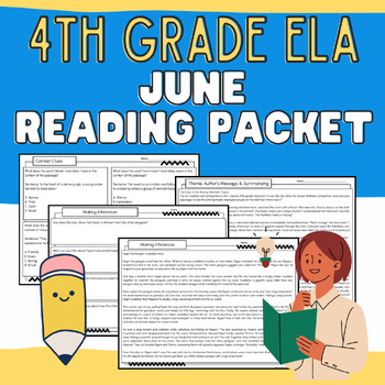Preview of 4th Grade: End of Year Reading Comprehension Packet, Worksheets, and Passages
