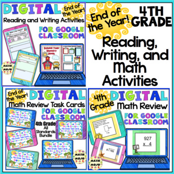 Preview of 4th Grade End of the Year Digital Reading, Writing, & Math For Google