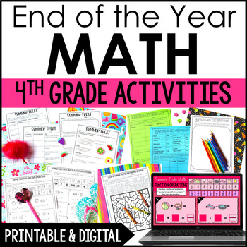 Preview of 4th Grade End of the Year Math Activities - Last Week of School Math w/ Digital
