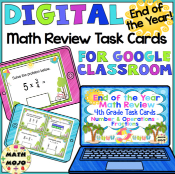 Preview of 4th Grade End of the Year Math Digital Task Cards Fractions