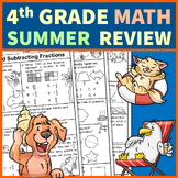 Preview of 4th Grade Summer Math Review No Prep Printables Worksheets