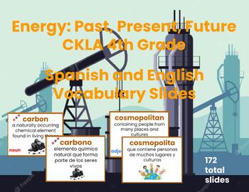Preview of 4th Grade Energy Unit Spanish and English Vocab Google Slides CKLA