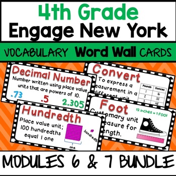 Preview of 4th Grade Engage NY Math Module 6 & 7 Vocabulary Word Wall Cards BONUS GAME!