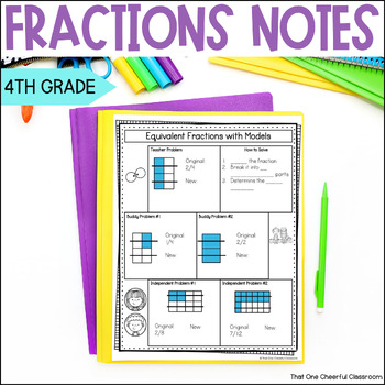 Preview of 4th Grade Equivalent Fractions & Mixed Numbers with Comparing Math Notes