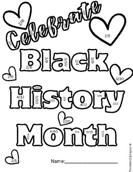 Preview of 4th Grade Equivalent Fraction Black History Month Color by Number