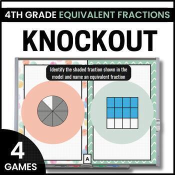 Preview of 4th Grade Equivalent Fractions Games - Equivalent Fractions with Numbers Lines