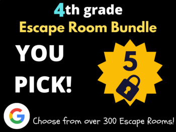 Preview of 4th Grade Escape Room Bundle 5 (Halloween Math Centers, Digital Breakouts)