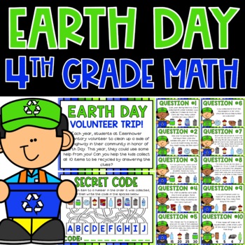 Preview of 4th Grade Escape Room Earth Day Math Activity