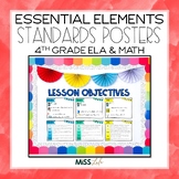 4th Grade Essential Elements Standards ELA & Math Posters 