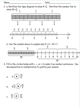 4th Grade Eureka Math End of Module 5 Practice Assessment - Fractions