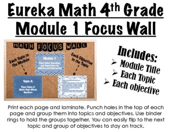 Preview of 4th Grade Eureka Math Module 1 Focus Wall