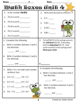 4th Grade Everyday Math Semester Review ~ Units 1 - 6 by Joanne Warner