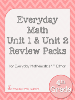 Preview of 4th Grade Everyday Math Unit 1 & 2 Review BUNDLE