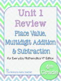 4th Grade Everyday Math Unit 1 Review/Study Guide - 4th Edition