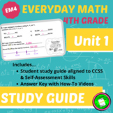 4th Grade Everyday Math Unit 1 Study Guide w/Answers & Tut