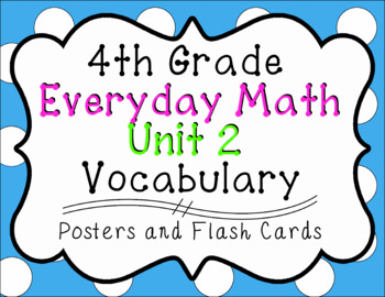 Preview of 4th Grade Everyday Math Unit 2 Vocabulary Posters & Flash Cards
