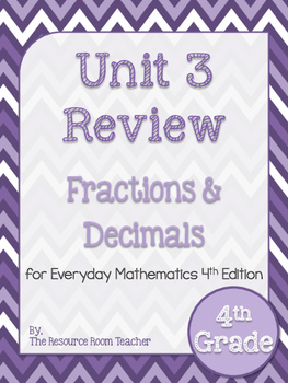 Preview of 4th Grade Everyday Math Unit 3 Review/Study Guide - 4th Edition