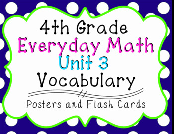 Preview of 4th Grade Everyday Math Unit 3 Vocabulary Posters & Flash Cards