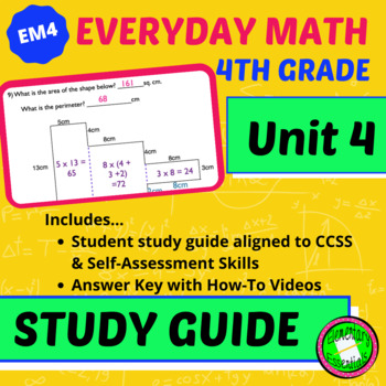 Preview of 4th Grade Everyday Math Unit 4 Study Guide w/Answers & Tutorial Videos