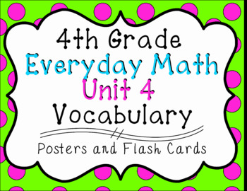 Preview of 4th Grade Everyday Math Unit 4 Vocabulary Posters & Flash Cards